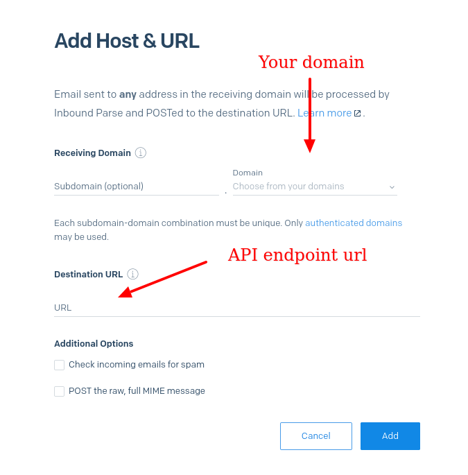 How to configure the Sendgrid Inbound Parse Webhook